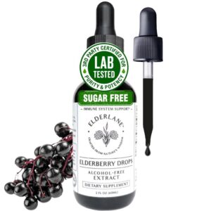Frasco gotas de saúco Elderlane apoyo inmune vegano