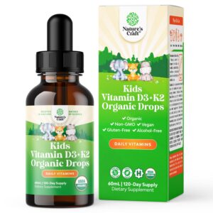 Frasco gotas vitamina d3 k2 orgánica Natures Craft niños