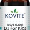 Frasco gotas vitamina d3 kovite para niños sabor uva 1 onza