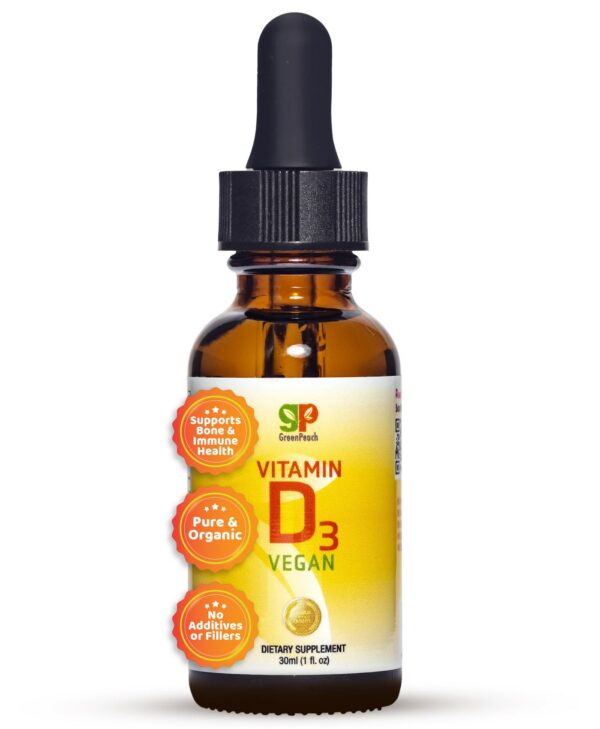 Version 1.0.0 Frasco de gotas líquidas de vitamina D3 vegana GreenPeach para niños