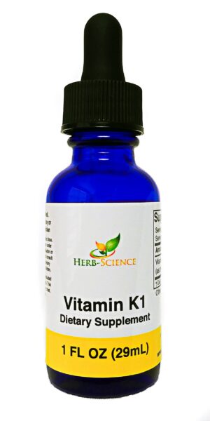 Frasco de gotas vitamina K1 Herb-Science con aceite de cártamo
