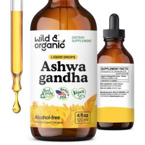 Frasco de gotas Wild & Organic Ashwagandha 4 fl oz