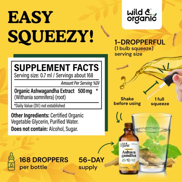 Version 1.0.0 Frasco gotas Wild & Organic Ashwagandha lado