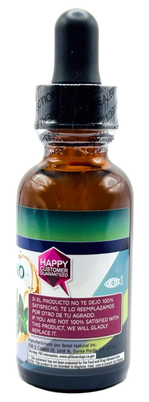 Version 1.0.0 Frasco gotero de aceite orégano Betel Natural para aplicación controlada