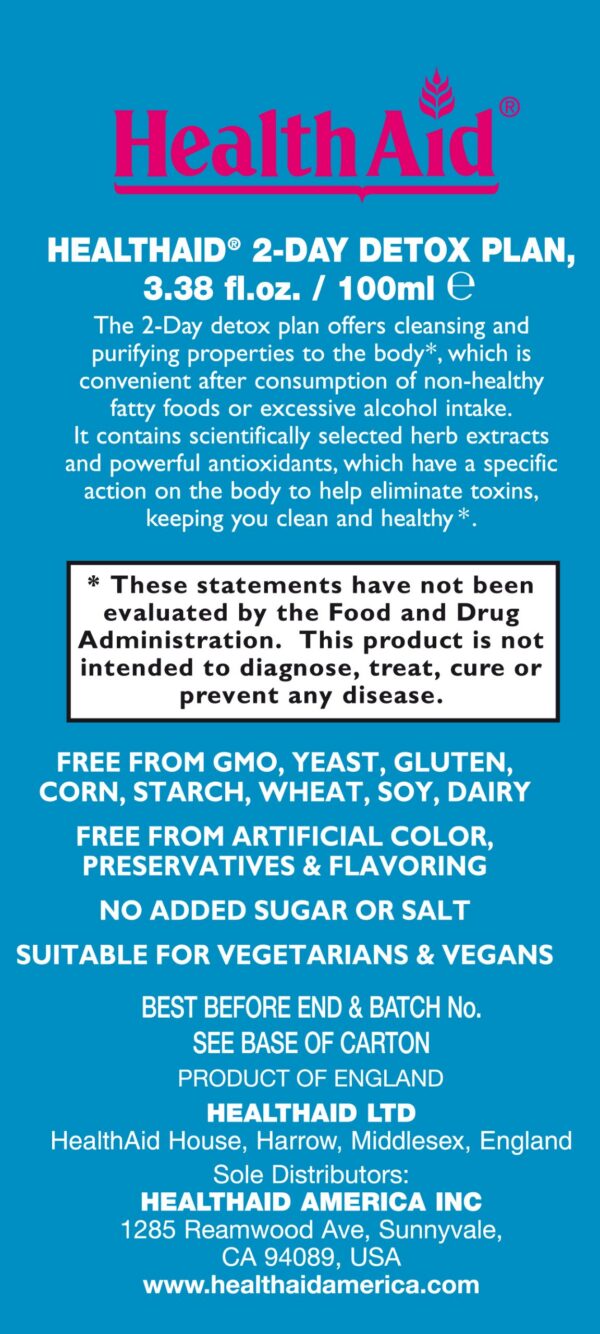 Version 1.0.0 Frasco HealthAid detox 2 días con hierbas activas naturales