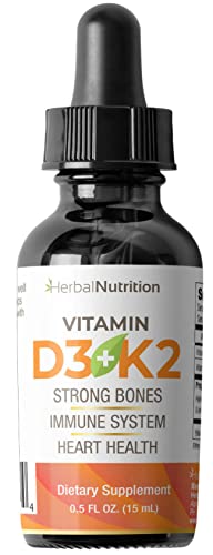 Frasco Herbal Nutrition Vitamina D3 K2 orgánica 5000 IU 270 dosis