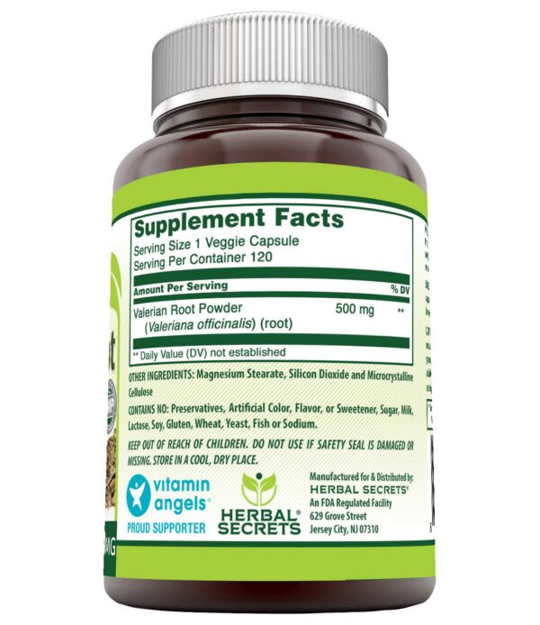 Version 1.0.0 Frasco Herbal Secrets con 120 cápsulas vegetales de valeriana