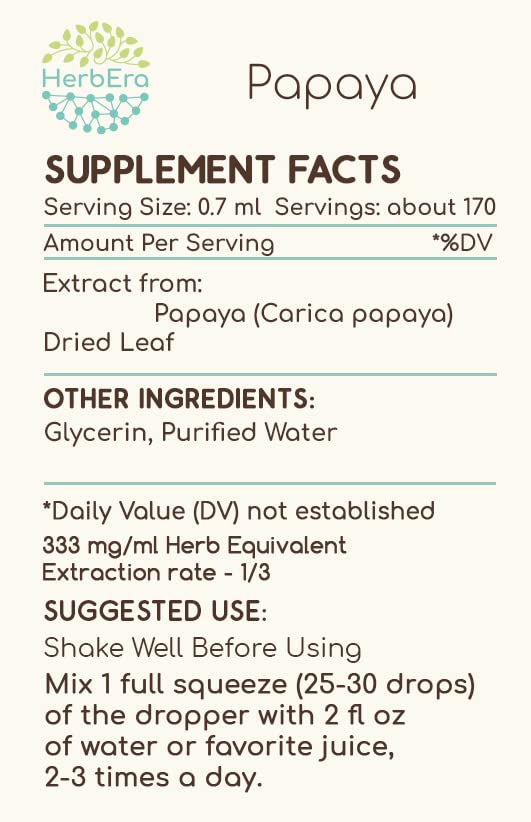 Frasco HerbEra Papaya con gotas concentradas líquidas