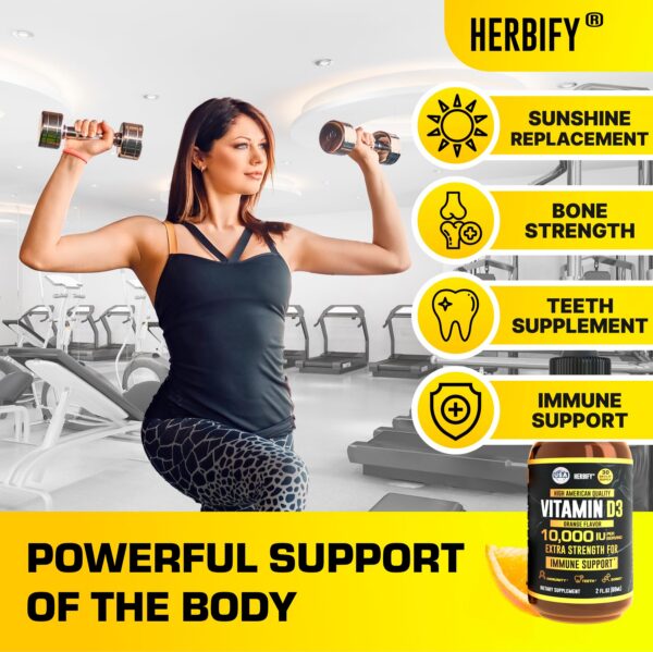 Version 1.0.0 Frasco HERBIFY gotas vitamina D3 para huesos fuertes