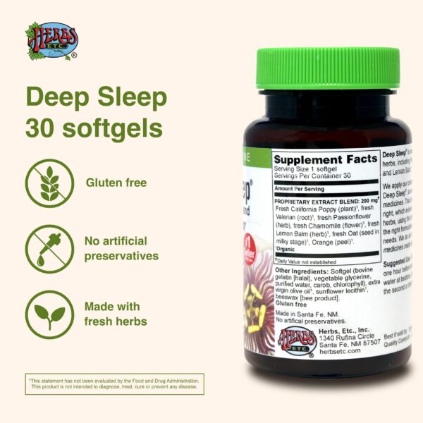 Version 1.0.0 Frasco Herbs Etc Deep Sleep con 30 cápsulas para sueño