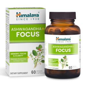 Frasco Himalaya Ashwagandha+ Focus 60 cápsulas veganas