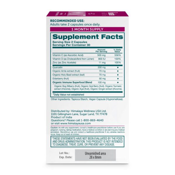 Frasco Himalaya Hello Immunity 60 cápsulas veganas