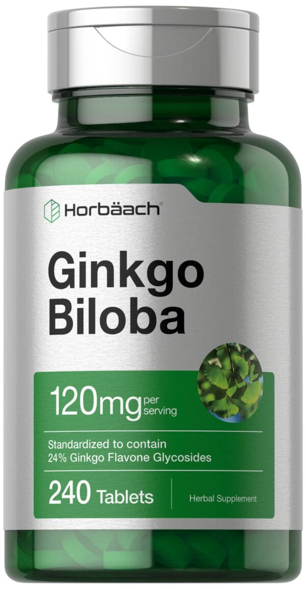 Frasco de Horbäach Ginkgo Biloba 120 mg 240 tabletas vegetales