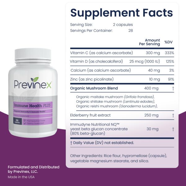 Frasco de Immune Health Plus con cápsulas