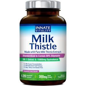 Frasco Innate Vitality Cardo Mariano orgánico 50:1 extracto 120 cápsulas