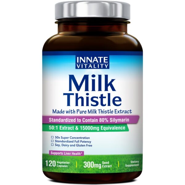 Frasco Innate Vitality Cardo Mariano orgánico 50:1 extracto 120 cápsulas