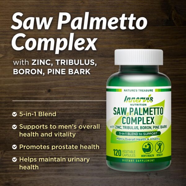 Frasco INNERVISNUTRITION Saw Palmetto complejo herbal