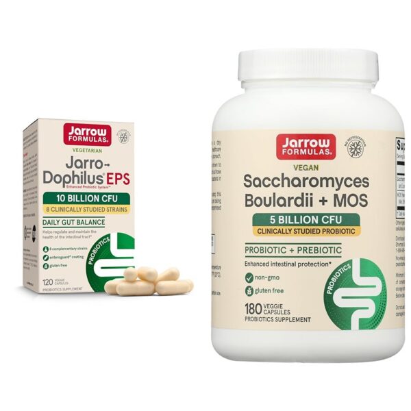 Frasco Jarrow Formulas Jarro-Dophilus EPS probióticos 120 cápsulas