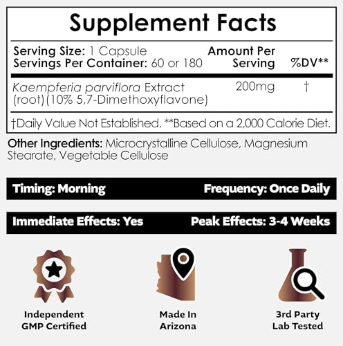 Frasco jengibre negro extracto 10% 5,7-dimetoxiflavona 60 cápsulas
