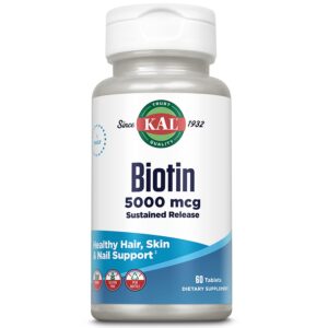 Frasco KAL biotina 5000 mcg 60 tabletas