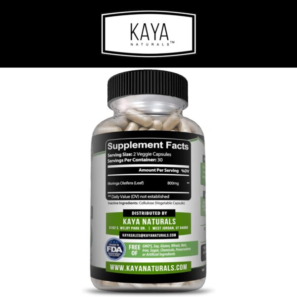 Frasco Kaya Naturals Moringa Extracto Hoja superalimento natural