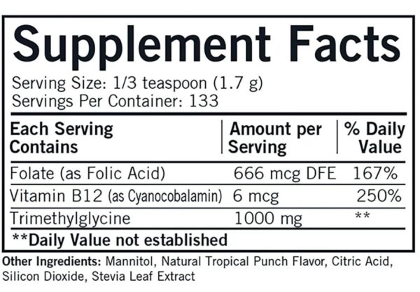 Frasco Kirkman TMG con ácido fólico y B12 8oz