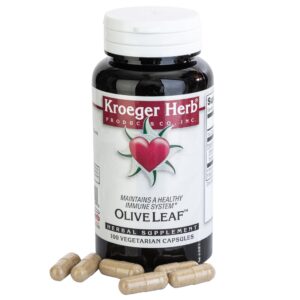 Frasco Kroeger Herbs extracto hoja de olivo 700mg 100 cápsulas