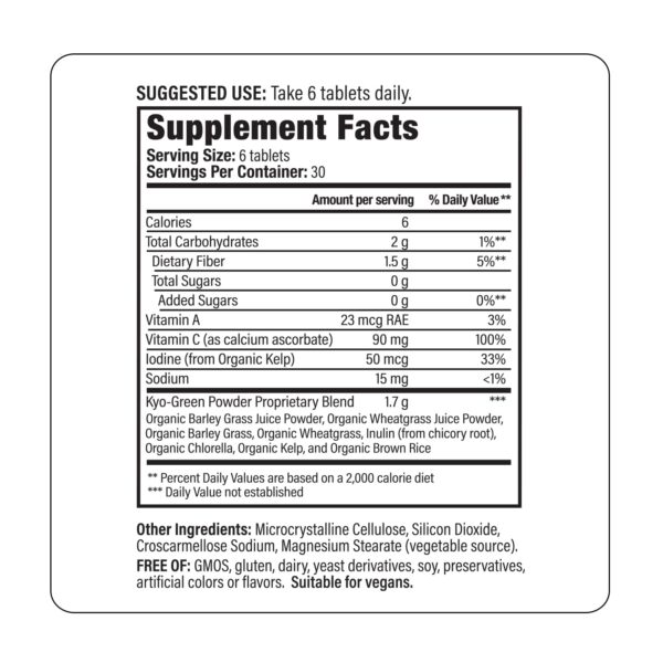 Frasco Kyo-Green suplementos mezcla de hierba y chlorella