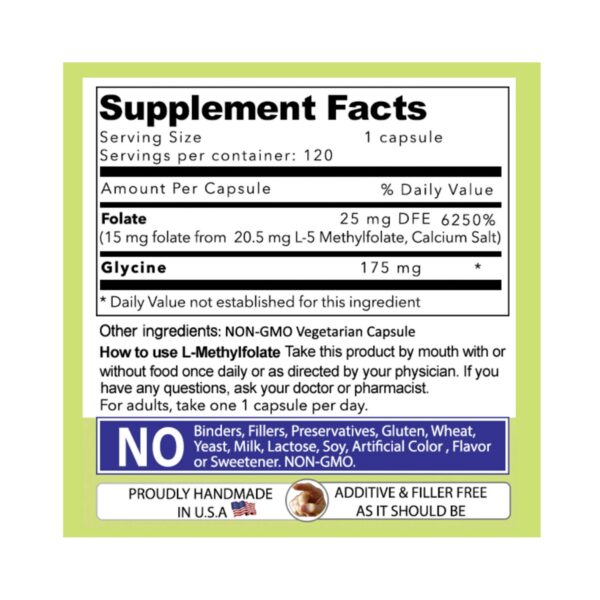 Frasco L-Metilfolato 15mg folato activo capsules