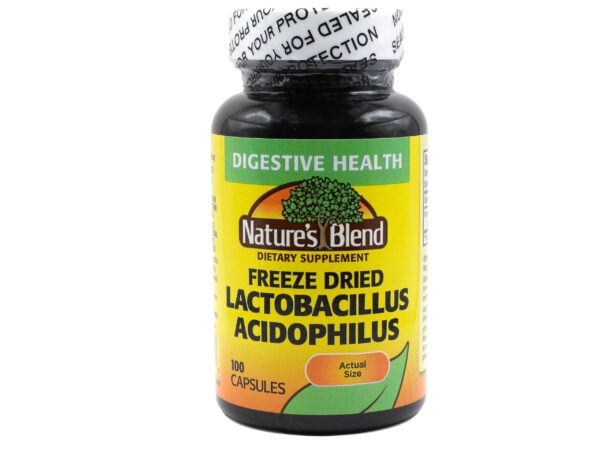 Version 1.0.0 Frasco de Lactobacillus Acidophilus liofilizado Nature's Blend 100 caps