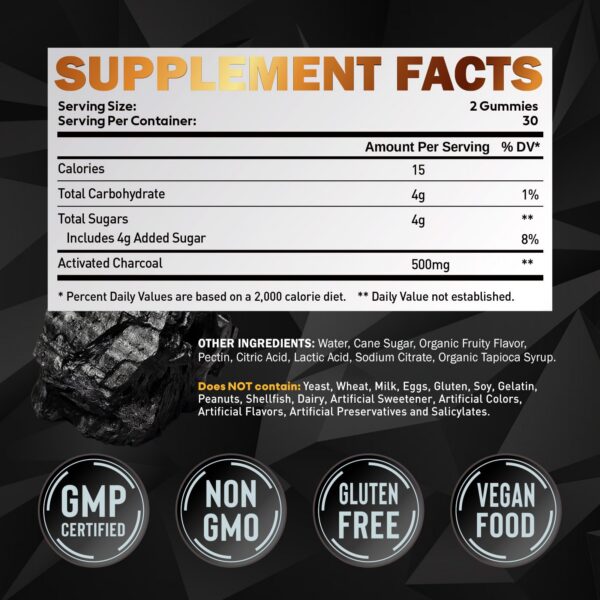 Frasco lateral gomitas carbón activado duwhot sabor arándano