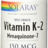 Frasco lateral SOLARAY triple fuerza vitamina k-2 mk7 30 cápsulas
