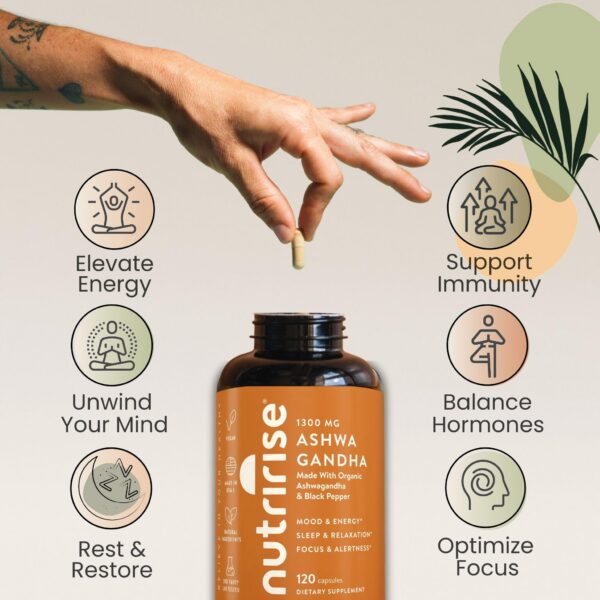 Version 1.0.0 Frasco lateral suplementación NutriRise Ashwagandha