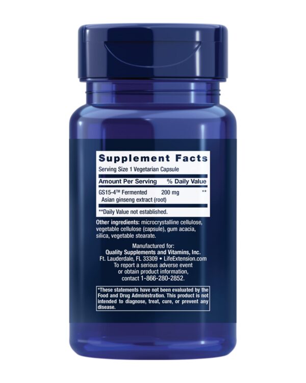 Frasco de Life Extension ginseng energía 30 cápsulas vegetarianas