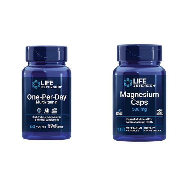 Frasco Life Extension Multivitaminas One-Per-Day con magnesio