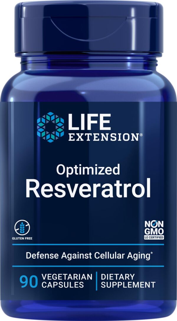 Frasco Life Extension Resveratrol Optimizado 90 cápsulas vegetarianas
