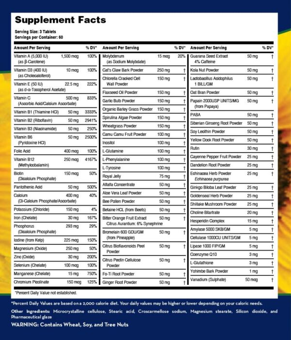Version 1.0.0 Frasco de LifeSource Multivitamínico con 71 ingredientes