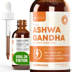 Frasco líquido de extracto avanzado de Ashwagandha Rejuvica Health 2 oz
