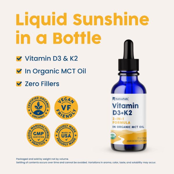Version 1.0.0 Frasco líquido NativePath suplemento D3 K2