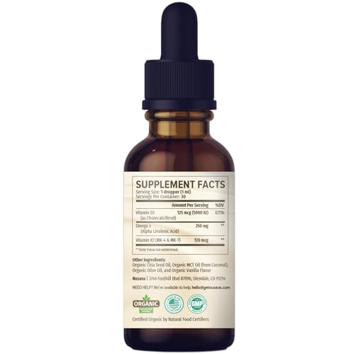 Frasco líquido suplemento NUSAVA vitamina D3 K2