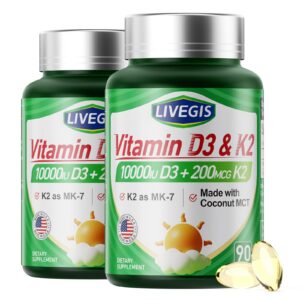 Frasco LIVEGIS Vitamina D3/K2 Softgels - Frente