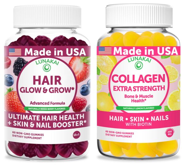 Frasco Lunakai Hair Glow & Grow gomitas