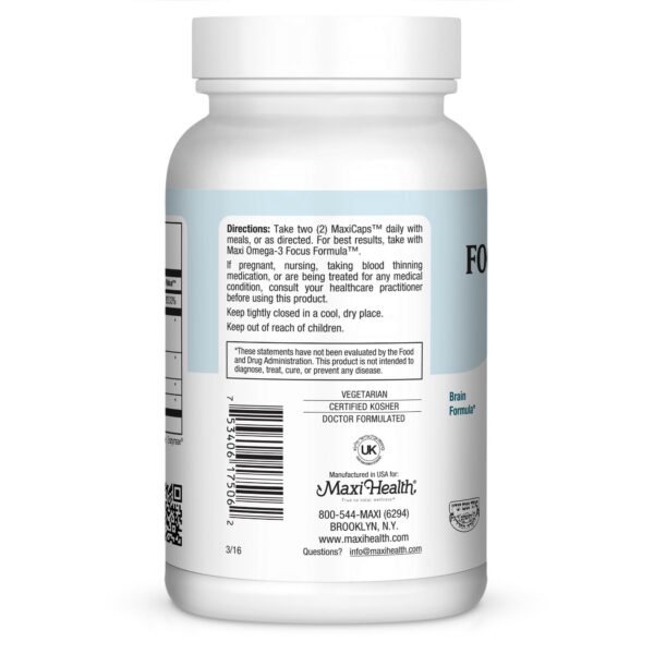 Frasco Maxi Focusmax Dos 60 cápsulas Maxi Health