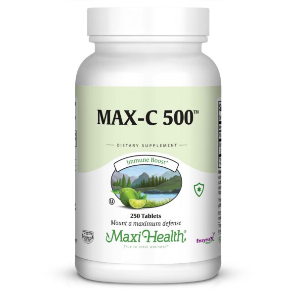 Frasco Maxi Health MAX C 500 mg vitamina C 250 tabletas