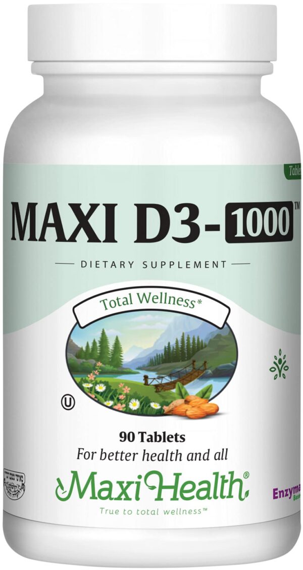 Frasco Maxi Health Vitamina D3 1000 IU 90 tabletas