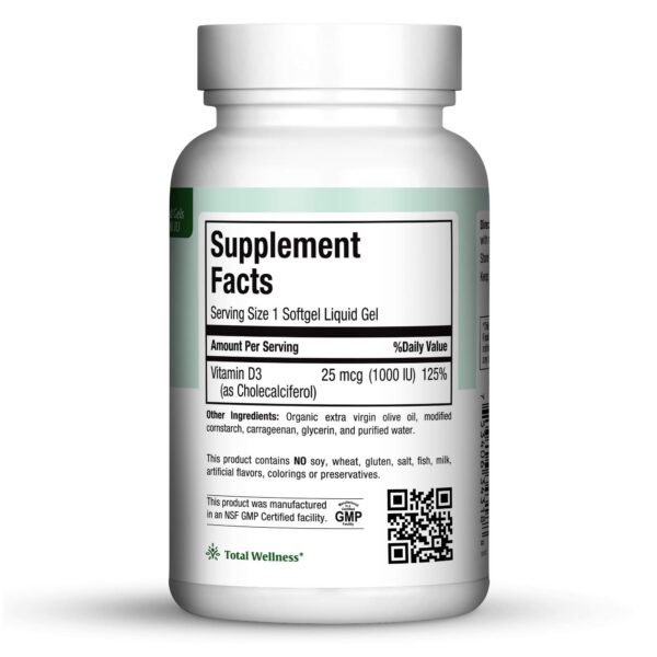 Frasco Maxi Health vitamina D3 cápsulas blandas líquidas