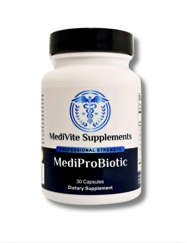 Version 1.0.0 Frasco de MediProbiotic suplemento probiótico 30 cápsulas
