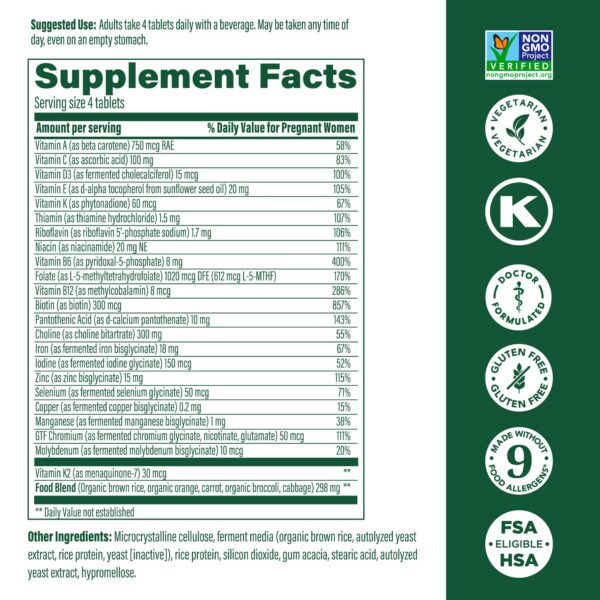 Frasco MegaFood Baby & Me 2 vitaminas para mujeres embarazadas