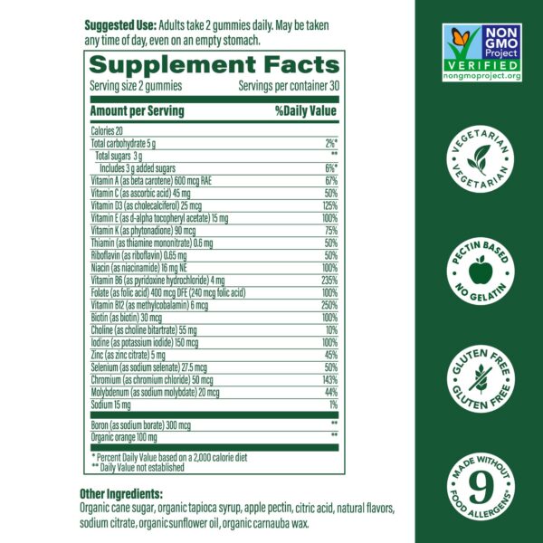 Frasco de MegaFood multivitaminas gominolas mujer 60 unidades