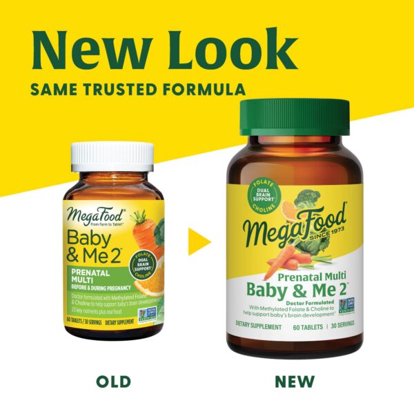 Frasco MegaFood multivitamínico prenatal postnatal